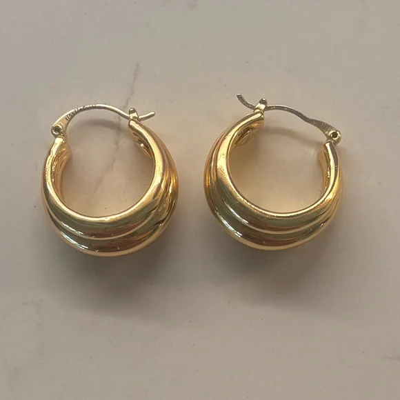 Kenneth Jay Lane
Gold Triple Row Hinged Post Hoop Earrings - Picture 3 of 3